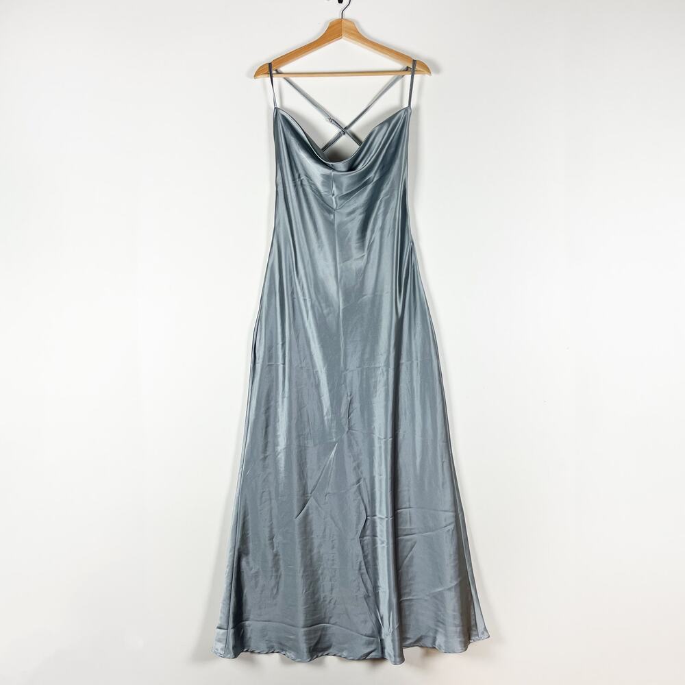 If By Sea Los Angeles blue satin backless dress Size Large